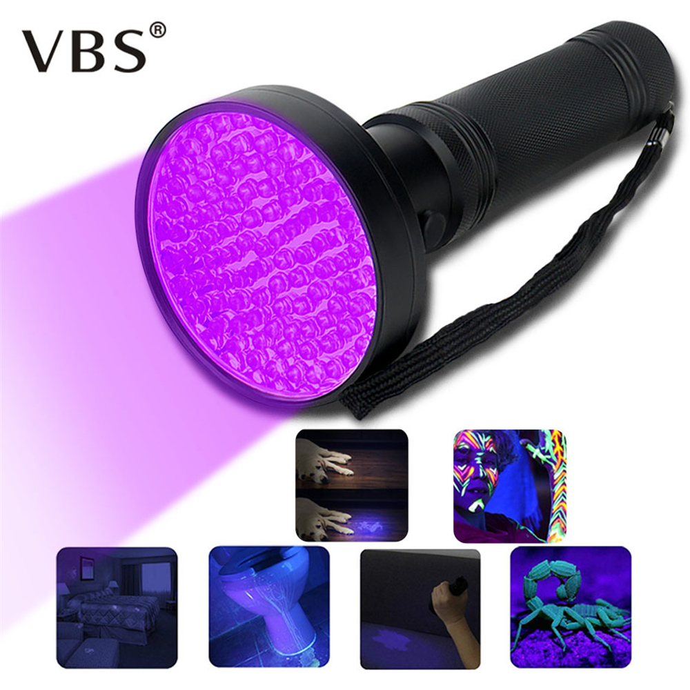 Original UV Flashlight 100 LED Torch Light 395nm Violet Flash Light
