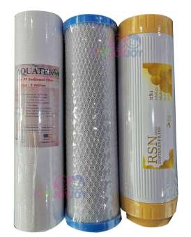 AQUATEK ชุดไส้กรองน้ำ 3 ขั้นตอน ขนาด10นิ้ว PP-Carbon Block-Resin