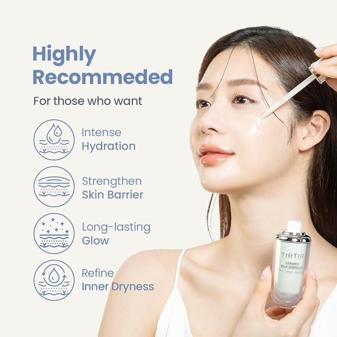 Ready Stock TIRTIR Keramik Milch Essenz Ampulle Feuchtigkeitsspendende und aufhellende Hautpflege 40ml_voghion.com