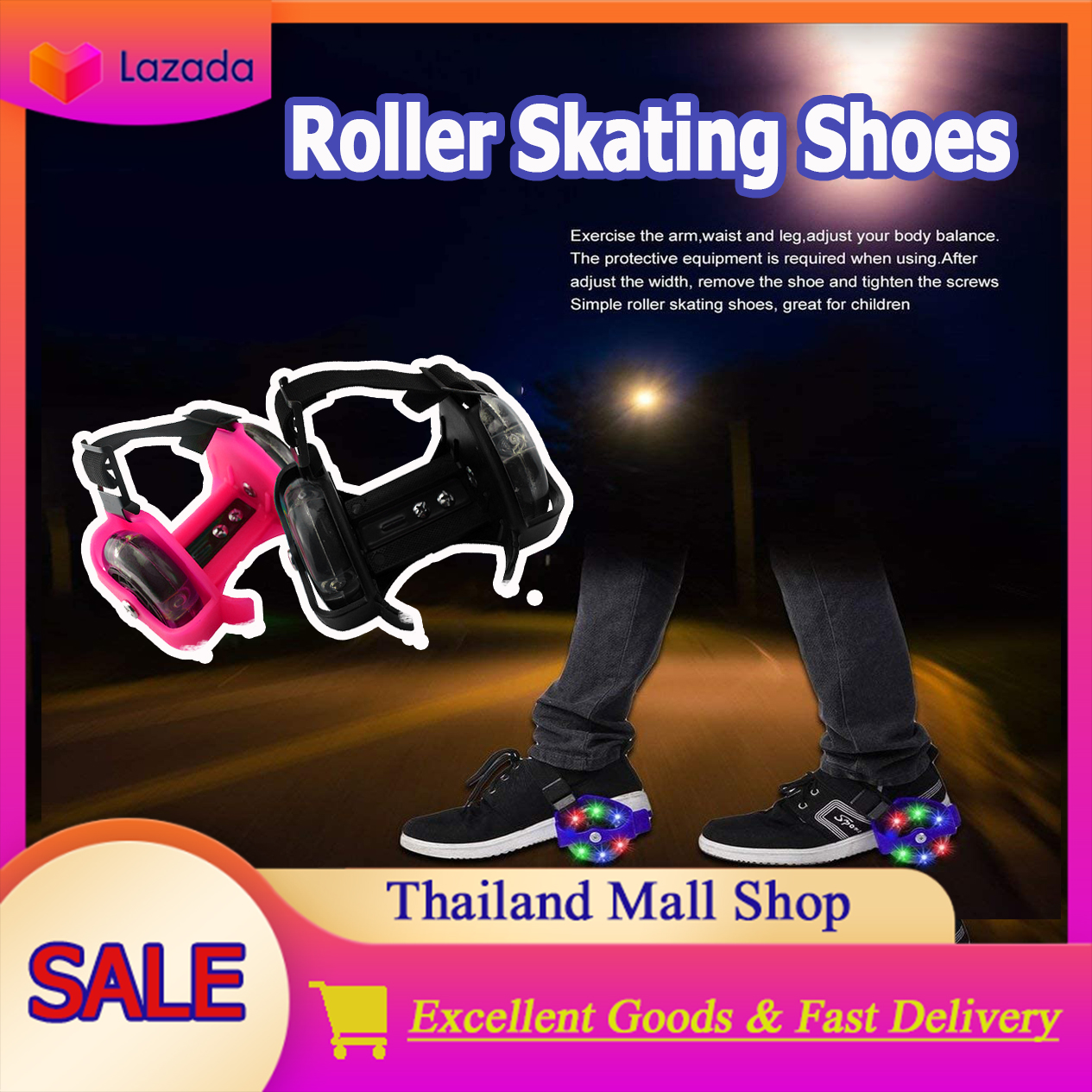 Flash Runaway Halo Speeding Roller Skates Hot Wheels Skating Shoes รองเท้าสเก็ต เร่งโรลเลอร์สเก็ต Black/Pink