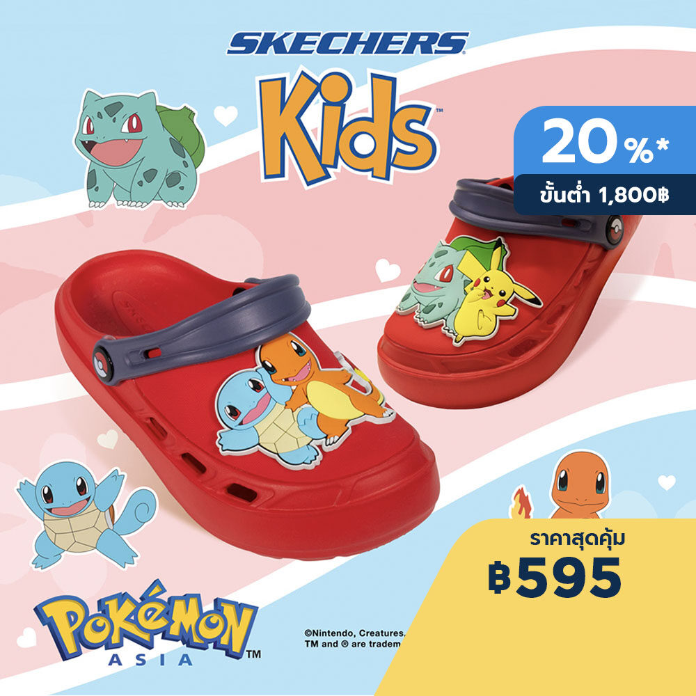 Skechers สเก็ตเชอร์ส รองเท้าเด็กผู้ชาย Boys Pokémon Foamies Swifters Walking Shoes - 407105L-RED สี Red ไซส์ US  3 สี Redไซส์ US  3