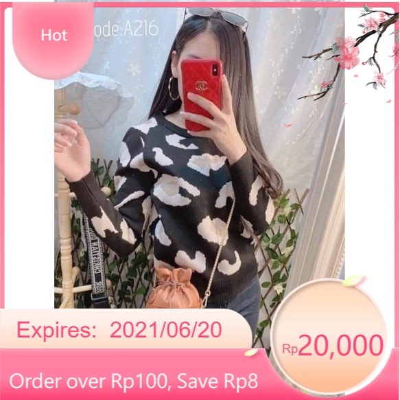 Vxh เสื้ออินเทรนผู้หญิง เสื้อรัดรูป เสื้อแขนยาวไหมพรม สเวสเตอร์ลายเสือ ...
