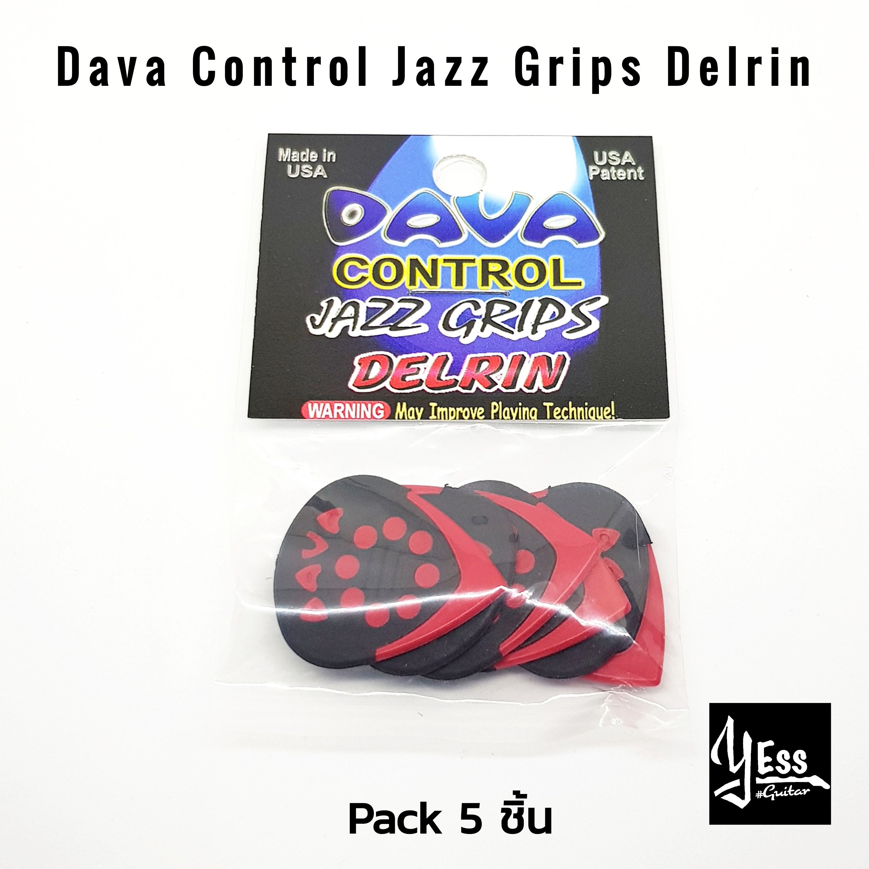 Dava - Sachet De 6 M&eacute;diators Jazz Grips, Delrin