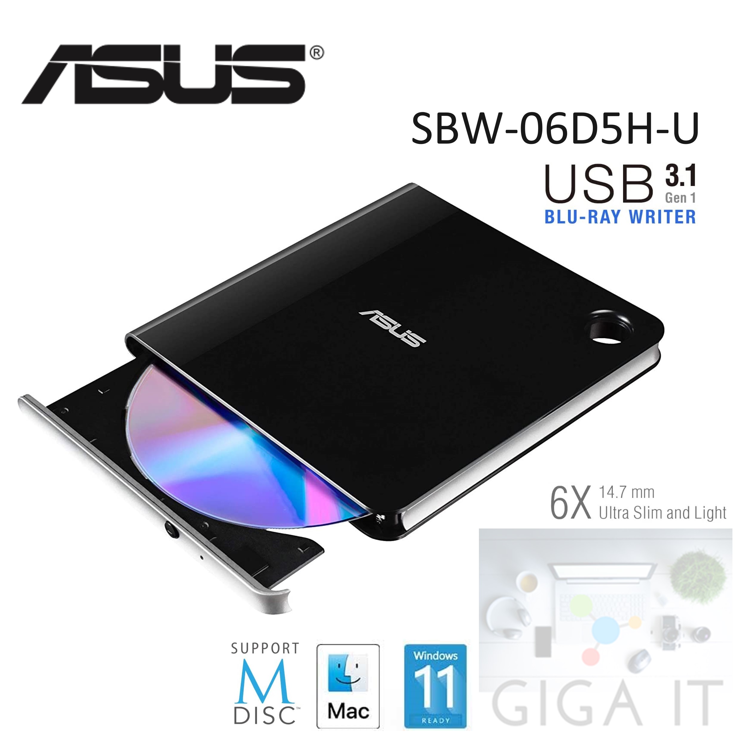 Asus External Blu-ray รุ่น SBW-06D5H-U Black Ultra Slim Blu-ray ...