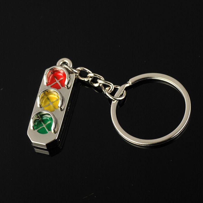 Creative simulation traffic light key pendant ring traffic lights male