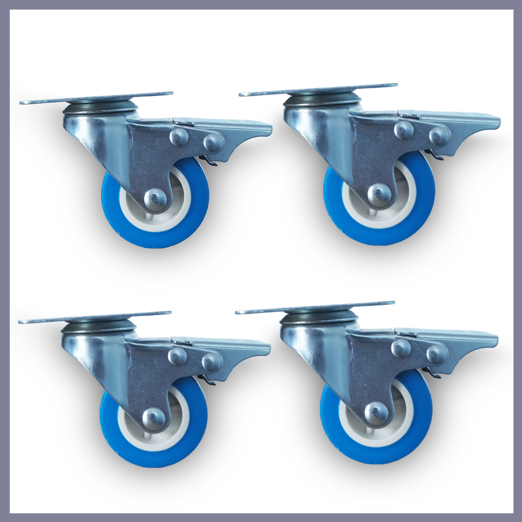 Rotating Casters 1 set of 4 casters 2-inch PVC rotating casters with brakes handcart ...