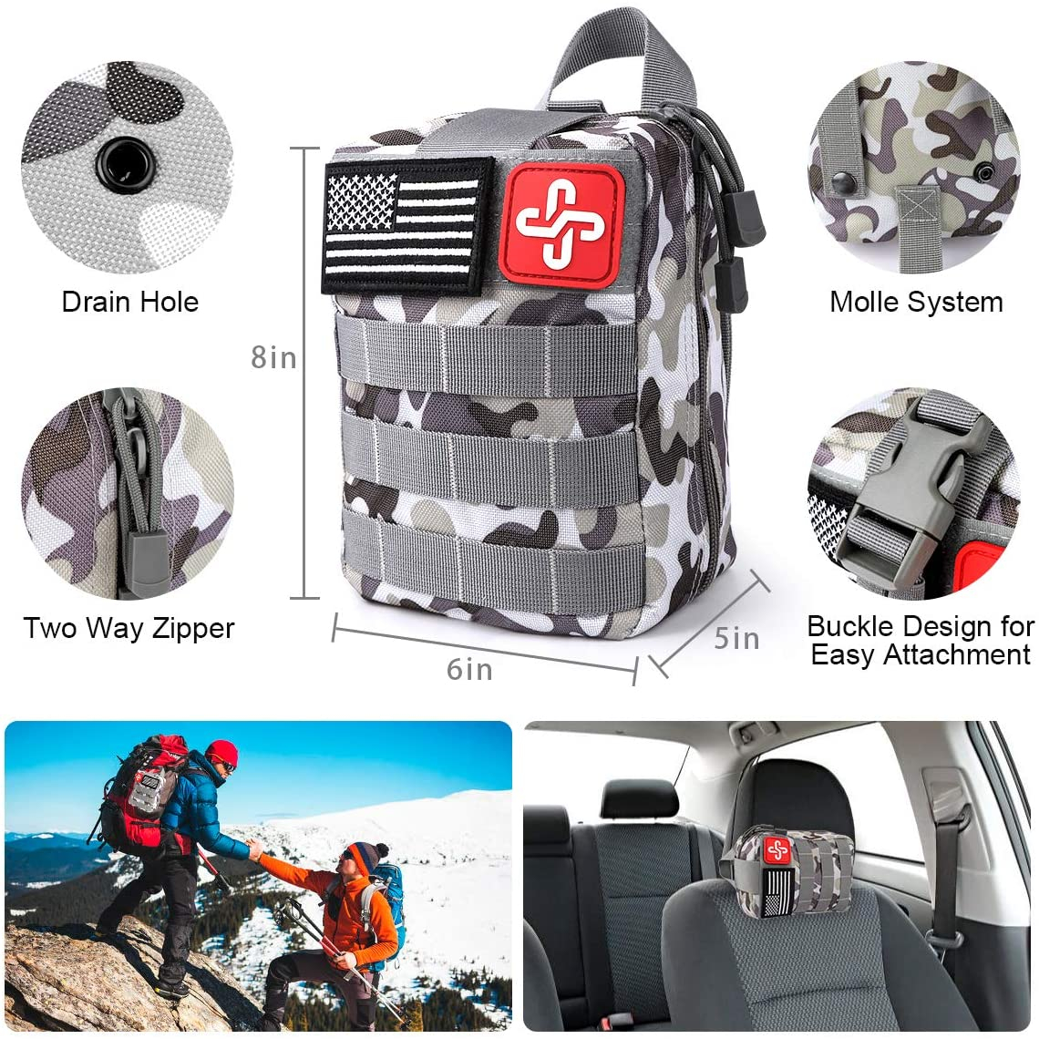 ANJIME Survival Kit, 220Pcs Emergency Survival Gear First Aid Kit Molle ...