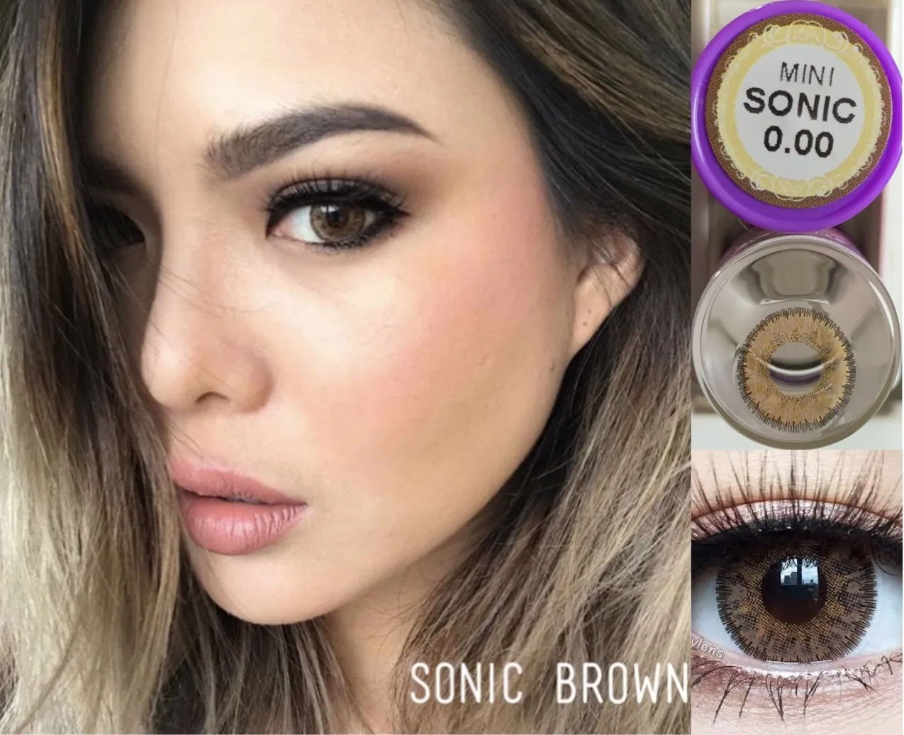 Sonic,Mini Sonic Brown ค่าสายตาปกติ,สั้น-0.50 ถึง -5.00 คอนแทคเลนส์ Dreamcolor1