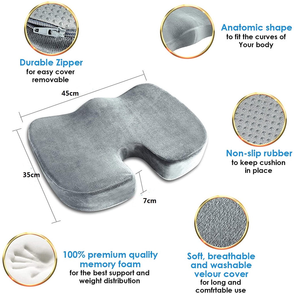 Coccyx Seat Cushion & Lumbar Support Pillow for Office Chair, Car ...