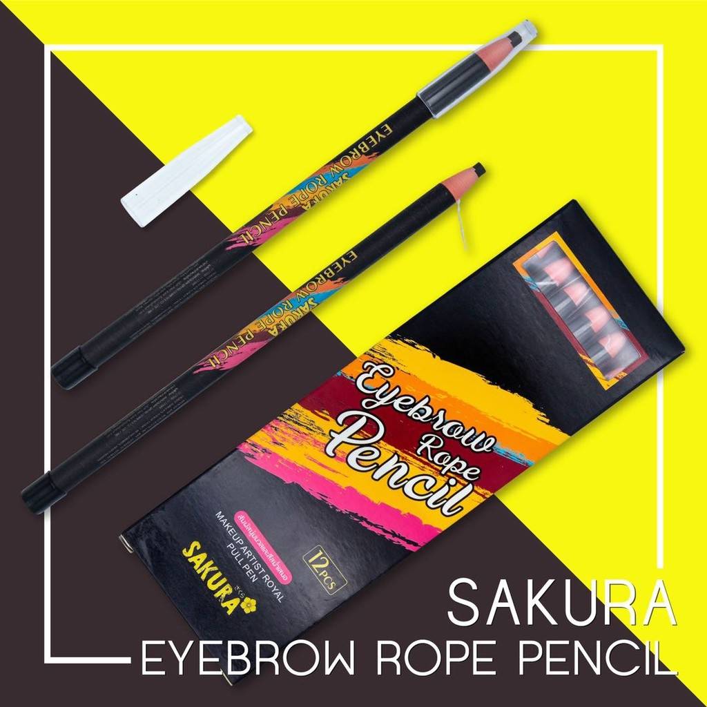 #No.1828 SAKURA Eyebrow Pencil ดินสอเขียนคิ้วเชือกซากุระ กันน้ำกันเหงื่อ  ติดทนนาน มี 4 เฉดสีให้เลือกค่ะ