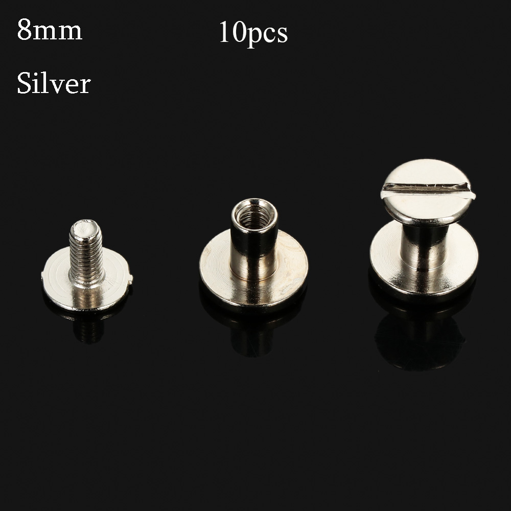 Dfbbghy 10 pcs 5/6.5/8mm luggage craft diy brass nail cloth button strap rivets screw solid nail bolt round head screws leather craft