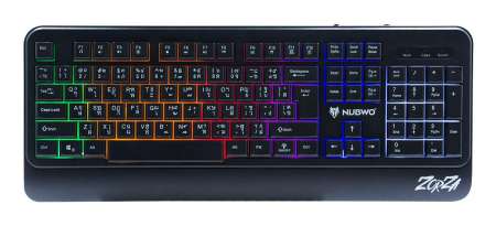 Nubwo Gaming Keyboard Zorza รุ่น NK-12 คีย์บอร์ด เล่นเกมส์ ปรับโหมดไฟได้ 9 แบบ สีดำ Black