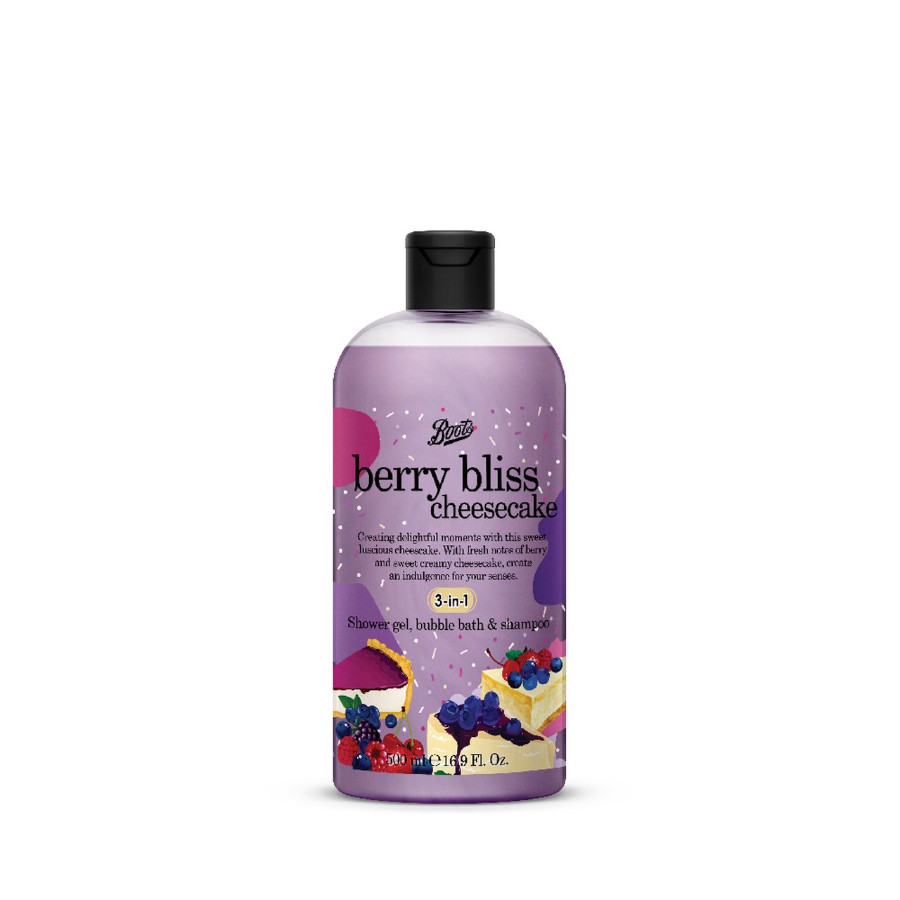 Boots Berry Bliss Cheesecake Shower Gel, Bubble bath & Shampoo 500 ML