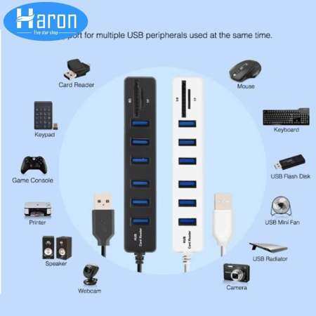 6 พอร์ตฮับความเร็วสูงหลาย USB เครื่องอ่านการ์ด - นานาชาติ