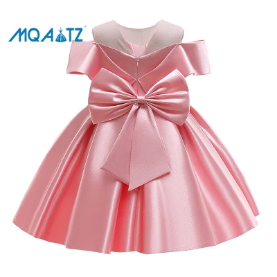MQATZ Flower Evening Dress Kids Dresses For Girls Clothes Children Back Bowknot Princess e Elegant Party Dress Girl Gown Satin 3-10 Years L5222