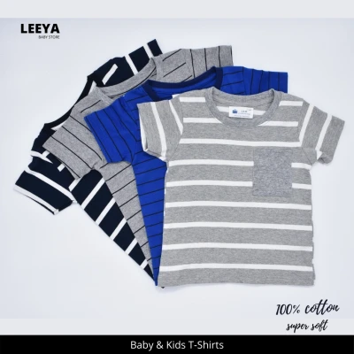 Leeya Striped Kids printed tees 100% Cotton tshirt Boys girls Unisex