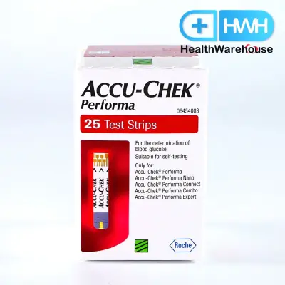 Accu-chek Performa Test Strips 25 pieces/box Accu Chek แผ่นวัดระดับน้ำตาลในเลือด 25 ชิ้น/กล่อง
