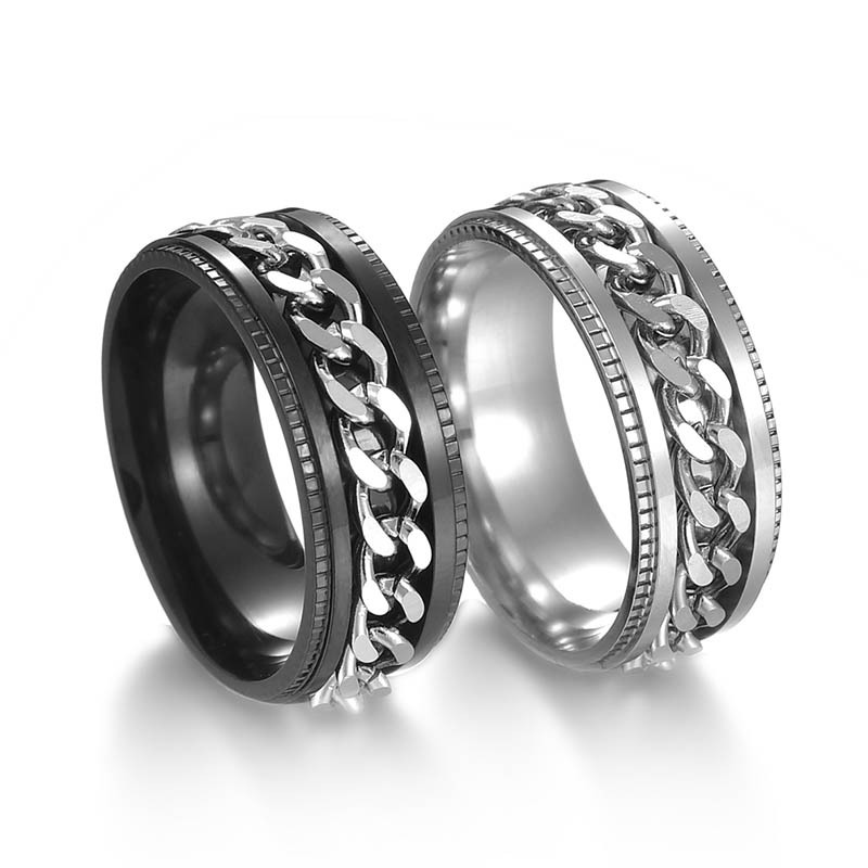 Accessory Rings Chain Chain Rotable Anxiety Fidget Rings For Men Women 8mm Titanium Stainless ...