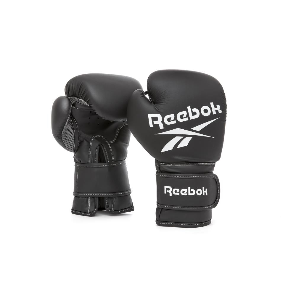 Timmoo Shop อุปกรณ์นักมวย Reebok นวมชกมวย วัสดุPU (สีดำ) 1 คู่ ชกมวย มวยไทย  ต่อยมวย นักมวย Boxingอุปกรณ์ออกกำลังกาย