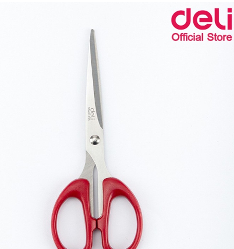 Deli 6034 Scissors stainless steel 160 mm สุ่มสีส่ง กรรไกรสแตนเลส ขนาด 160 มิลลิเมตร (คละสี 1 ชิ้น) กรรไกร อุปกรณ์สำนักงาน office