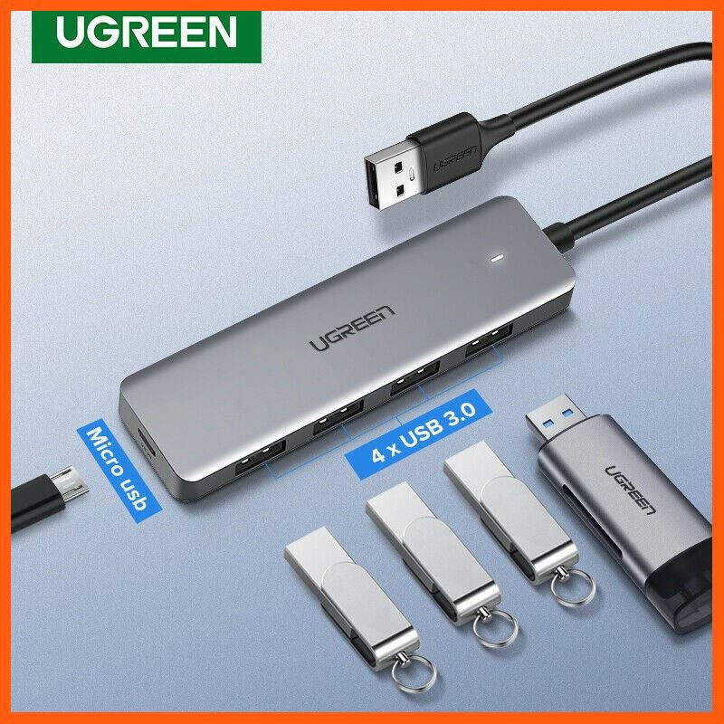 #ลดราคา UGREEN (50985)4 Port USB 3.0 Hub with 5V Micro USB Power for MacBook Mac Pro Mini iMac