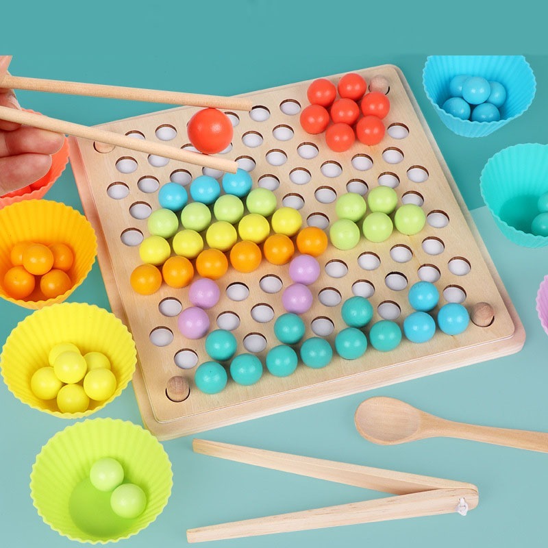 Wooden Montessori Kids Toys Hands Brain Training Clip Beads Puzzle ...