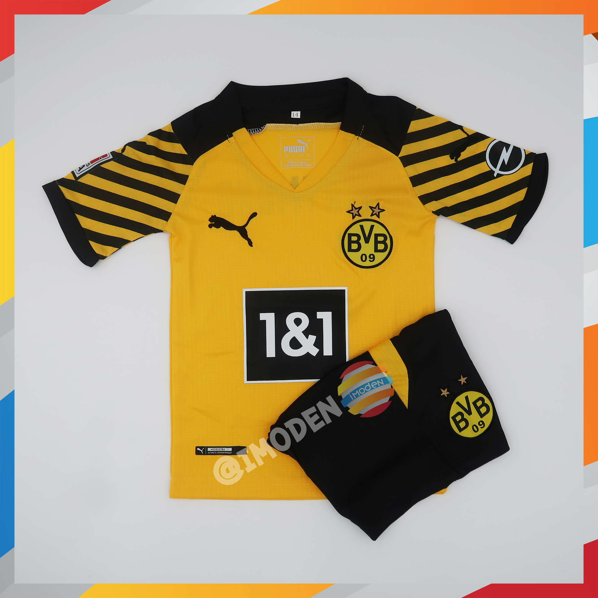 ⚡มาใหม่ ชุดฟุตบอล IMODEN เสื้อบอล เด็ก ได้ทั้งชุด แขนสั้น ดอร์ทมุนด์ สีเหลือง DOT3221