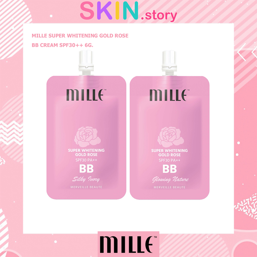 MILLE SUPER WHITENING GOLD ROSE BB CREAM SPF30++ 6G. BB ครีมเทคโนโลยีล่าสุดจากเกาหลี