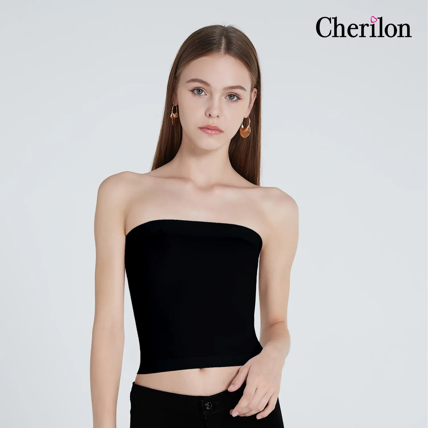 Cherilon เชอรีล่อน เกาะอก ตัวยาว เสื้อยืด กันโป๊ นุ่ม ไร้ตะเข็บข้าง กระชับ ไม่หลุด สีดำ สีขาว สีเนื้อ O-NIB-VTTLB