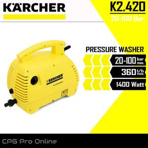 ขาย KARCHER  เครื่องฉีดน้ำแรงดันสูง 100 BAR 1400W รุ่น K2.420 AIR CON (เหมาะสำหรับงานฉีดล้างทั่วไป โดยเฉพาะล้างแอร์ ++ด้วยหัวฉีดปรับองศา และปืนสั้น ใช้ดีในที่แคบๆ!!)