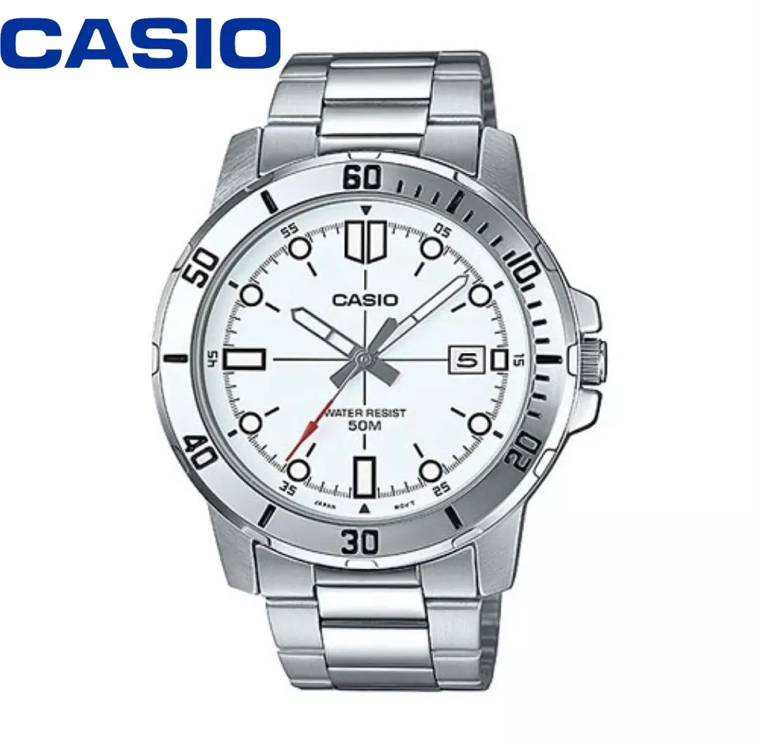 นาฬิกาผู้ชาย Casio รุ่น MTP-VD01D สายแสตนเลส สีเงิน MTP-VD01D-1B (ดําเลข) MTP-VD01D-1E (ดําขีด) MTP-VD01D-2B (น้ำเงินเลข) MTP-VD01D-2E (น้ำเงินขีด) MTP-VD01D-7B (ขาวเลข) MTP-VD01D-7E (ขาวขีด) ของแท้100% ประกันศูนย์1ปี จากร้าน