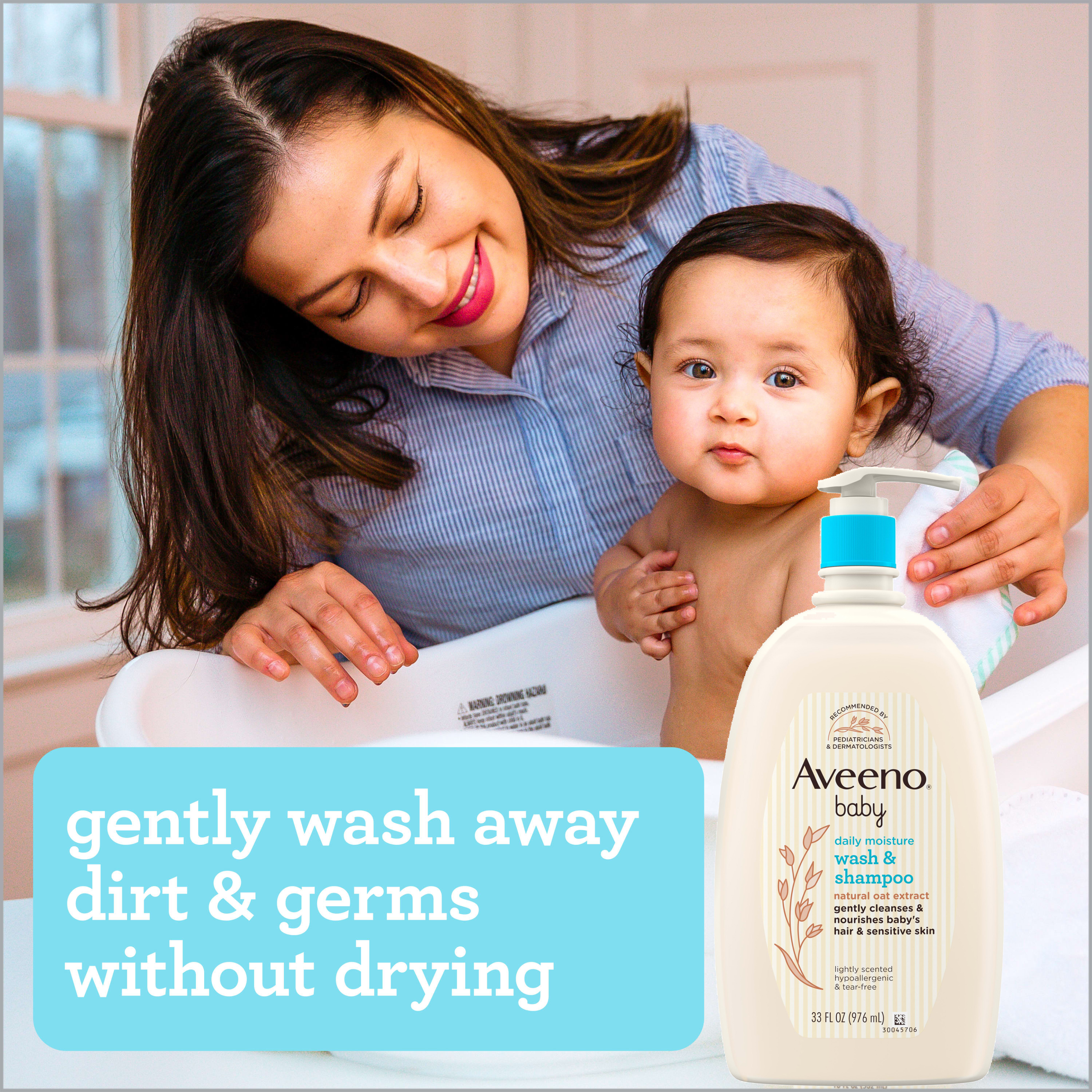 สุดคุ้ม สบู่อาบน้ำ และแชมพู สำหรับทารก Aveeno Baby Daily Moisture Wash