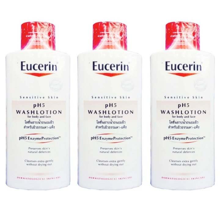 โปรโมชั่น Eucerin Sensitive Skin pH5 Washlotion For Body and Face 400 ml (3 ขวด) pantip