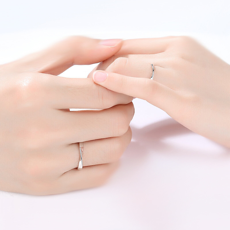 BAREN 1 Cặp Nhẫn Đôi, Tinh Thể Kim Cương Cưới Đồ Trang Sức Đính Hôn Có Thể Điều Chỉnh Nhẫn