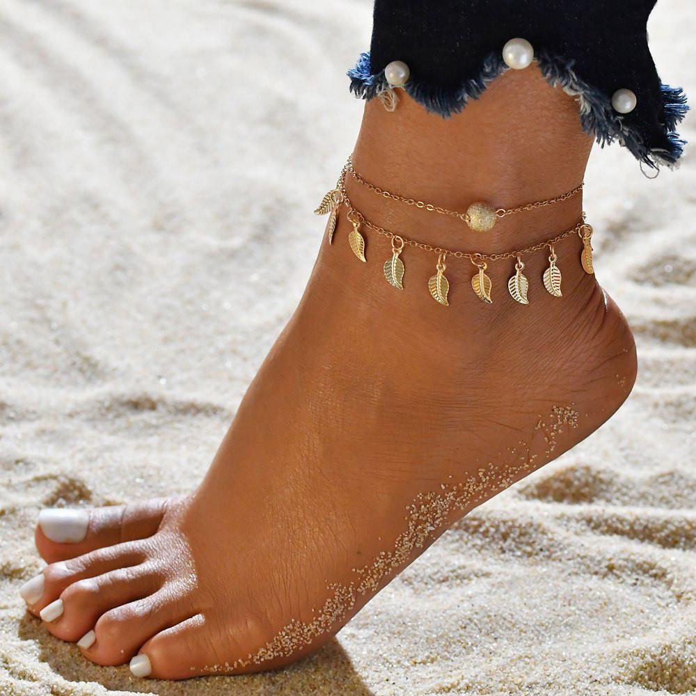 Marshallg B กำไลข้อเท้าสีทองของผู้หญิง,กำไลข้อเท้าแฟชั่นสไตล์ครอว์2021ปรับสายได้สำหรับใส่เดินชายหาด