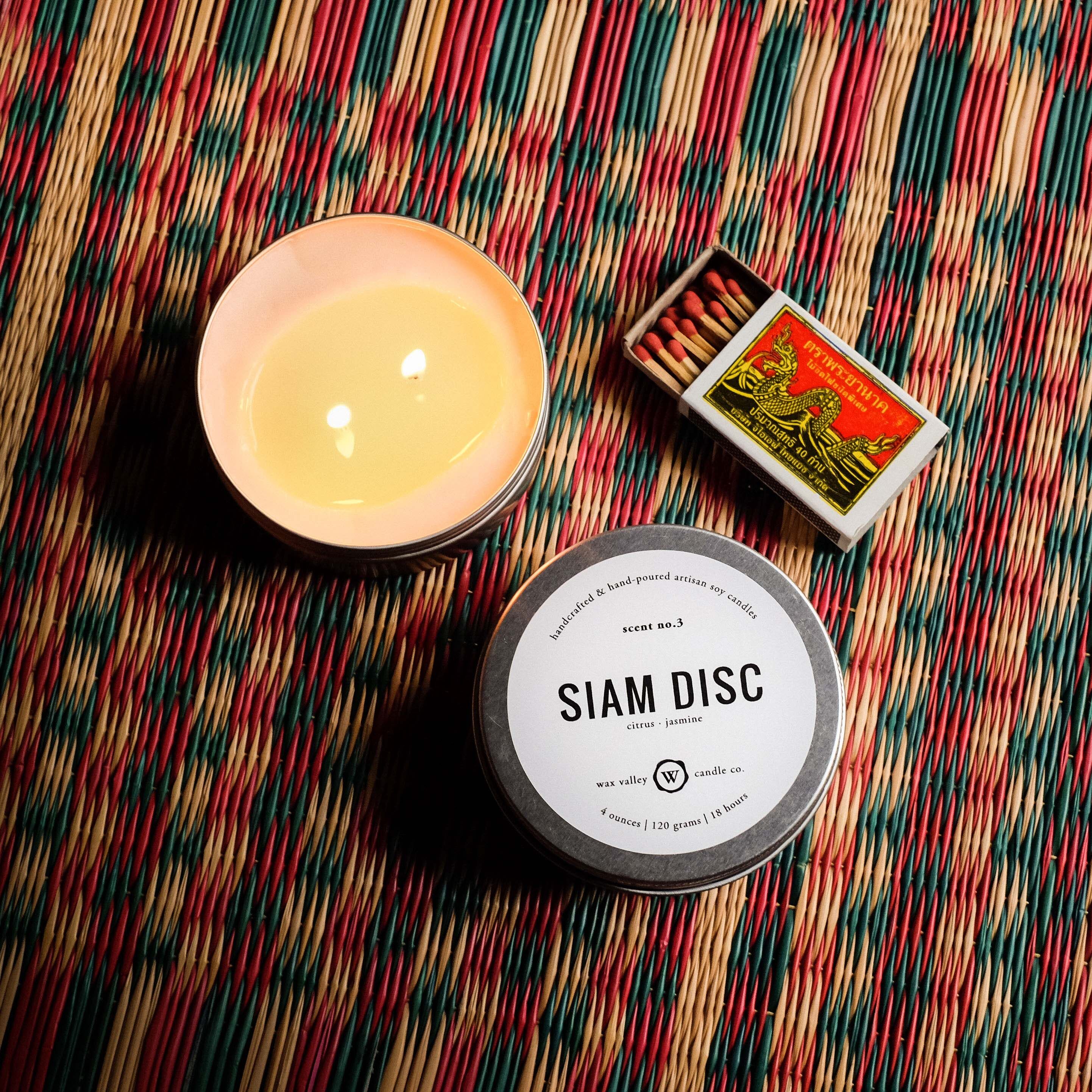 เทียนหอม เทียนไขถั่วเหลือง กลิ่น Siam Disc - Jasmine & Citrus