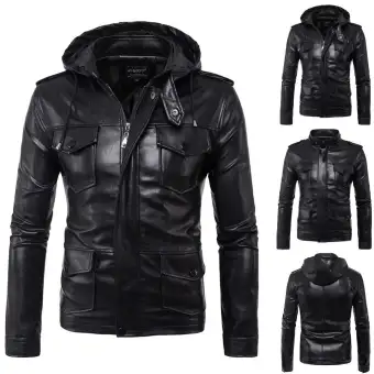 denim shirt and leather jacket