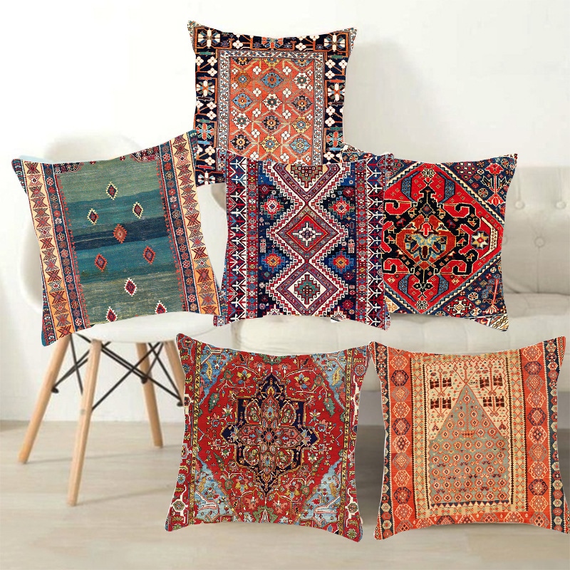 Cushion Pillow Cover 2022 New Ethnic Persian Rug Printed Linen Pillow