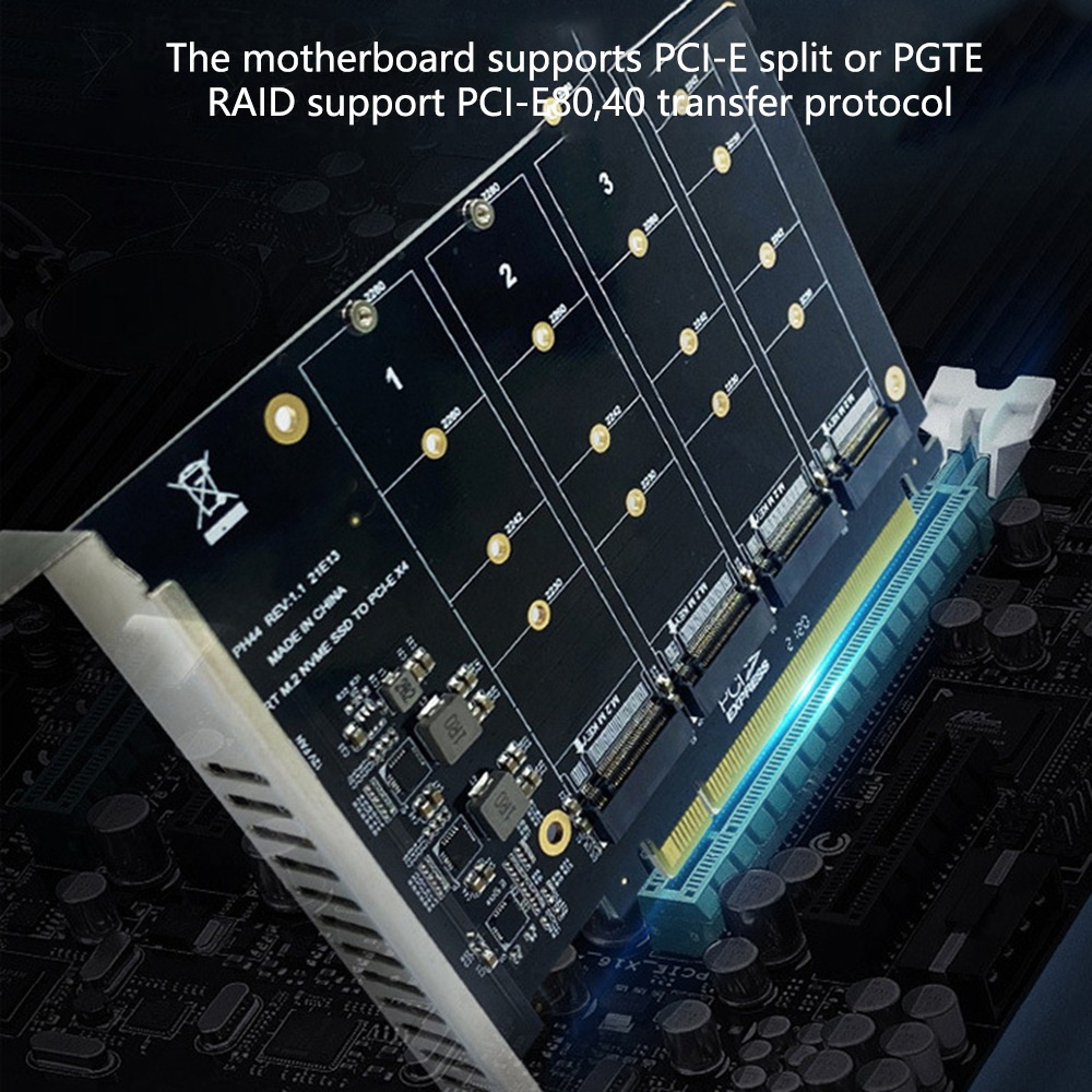 4-Disk NVME RAID PCI-E X16 Dapter Card Array Expansion Card Support M. 2 NVME Protocol SSD M.2 PCI-E Equipment