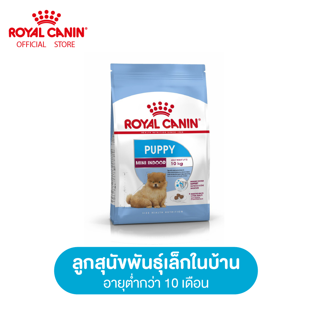 Royal Canin Mini Indoor Puppy โรยัล คานิน อาหารลูกสุนัข พันธุ์เล็ก เลี้ยงในบ้าน อายุ 2 - 10 เดือน (Dog food, อาหารเม็ดสุนัข)