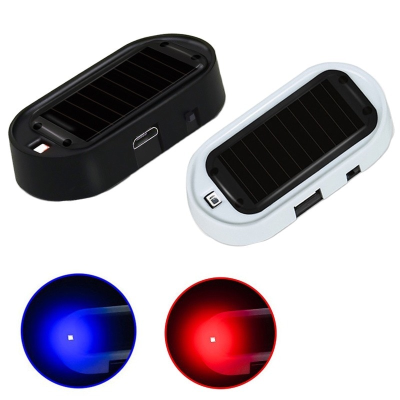 1pc Car Fake Security Light Solar Powered Simulated Dummy Alarm Wireless Warning Anti-Theft Caution Lamp LED Flashing Imitation