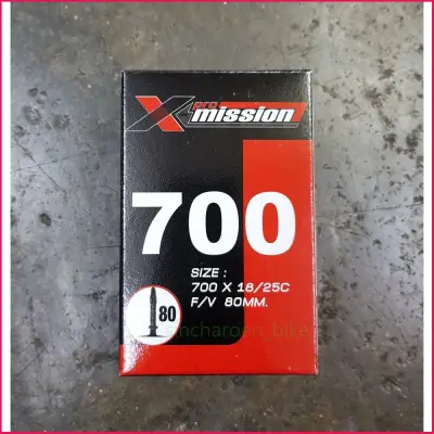 X-Mission ยางในเสือหมอบ 700x18/25c F/V จุ๊บยาว 80mm ราคาถูกที่สุด
