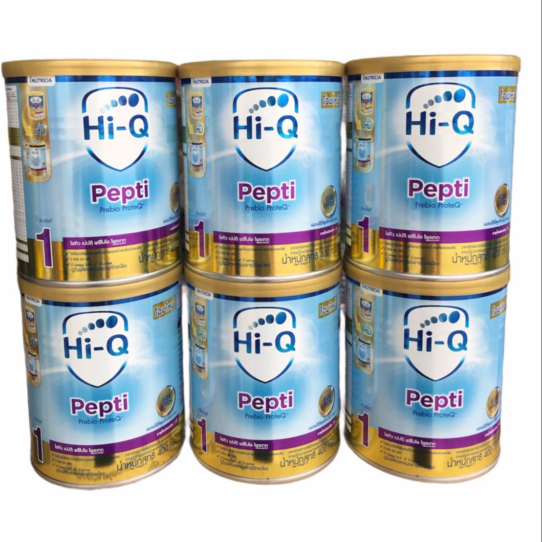 Hi-Q Pepti เปปติ อาหารสำหรับทารกที่แพ้โปรตีนนมวัว ขนาด 400 กรัม (6 กระป๋อง)