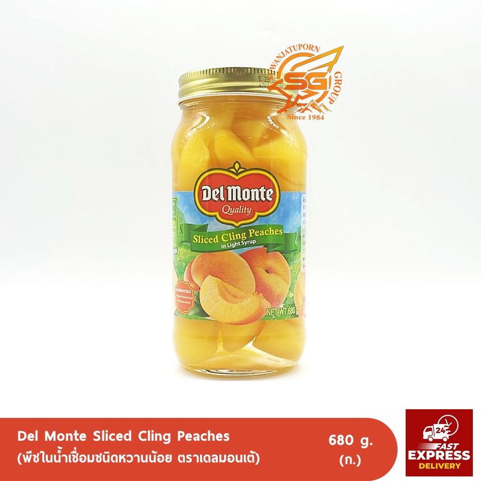 พีชในน้ำเชื่อม (Del Monte Sliced Peaches in Light Syrup) เดลมองเต้ ชิ้นพีชในน้ำเชื่อมชนิดหวานน้อย 680กรัม
