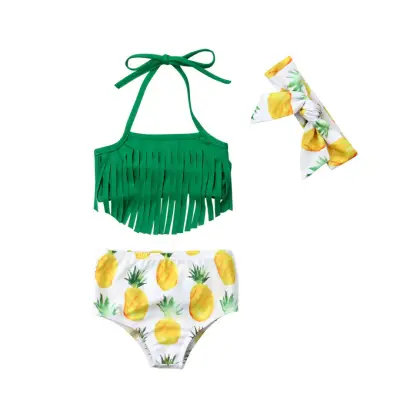 Summer Newborn Baby Girl Tassel Bikini Top Shorts Swimwear Swimsuit Bathing Suit 0-24Months
