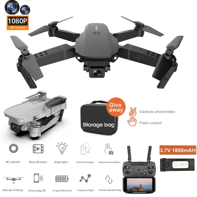 【Malaysia Stock】2021 E88 Pro Mini Drone Spy Camera 4k 720p 1080P Drone With HD Camera Camera Visual Positioning 1080P WiFi FPV Drone Height Preservation RC Quadcopter Mini Drone Foldable Control Drones (5)