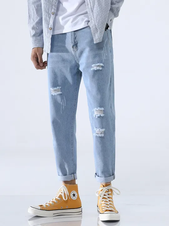 cropped loose jeans