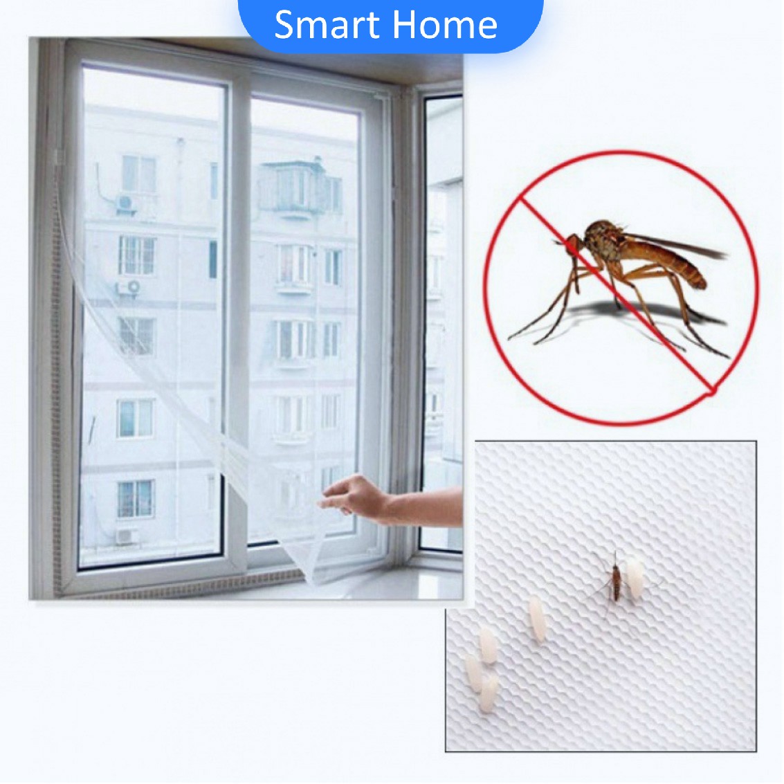 ม่าน หน้าต่าง มุ้งตาข่าย สีขาว ป้องกันยุงและแมลง คุณสามารถติดเองได้ง่าย อุปกรณ์กันแมลง Mosquito screen