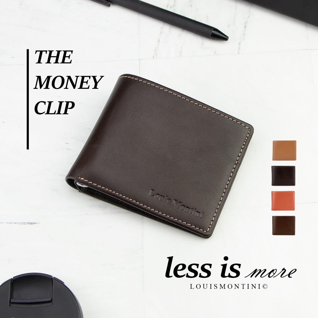 Louis Montini Money Clip Wallet คลิปหนีบธนบัตร มันนี่คลิป กระเป๋าสตางค์ หนังวัวแท้ TTM077