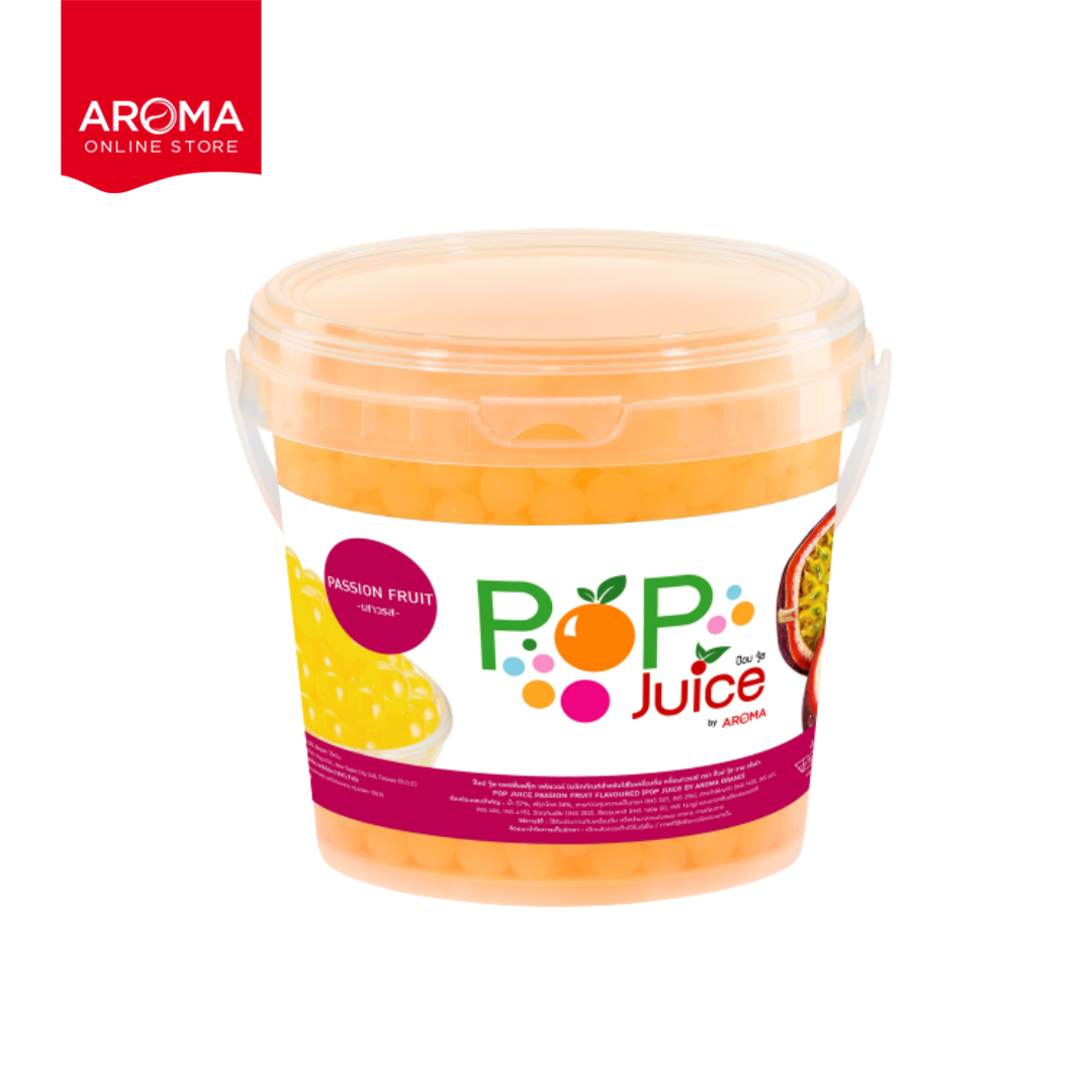 Aroma ไข่มุก รสผลไม้ ป๊อบจู้ส รสเสาวรส Pop Juice Passion Fruit (บรรจุ 1.2 กิโลกรัม/1กระป๋อง )